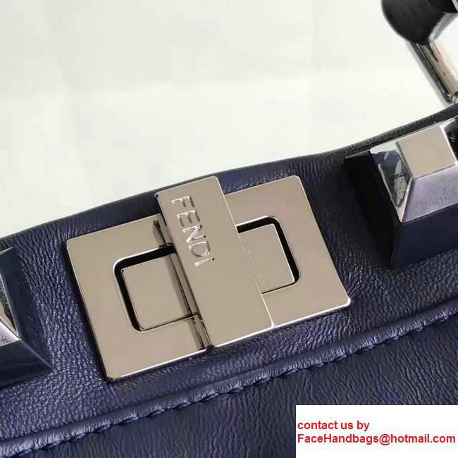Fendi Nappa Mini Peekaboo Stud Detail Handbag Dark Blue 2017