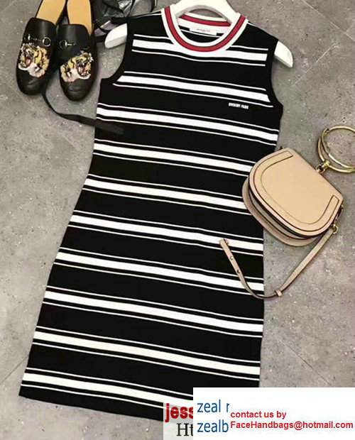 Givenchy Black Striped Sleeveless Round Neck Knitted Slim Mini Dress 2017 Givenchy Black Striped Sleeveless Round Neck Knitted Slim Mini Dress 2017
