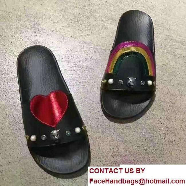Gucci Asymmetric Pattern Mules Studed Detail Black 2017 - Click Image to Close