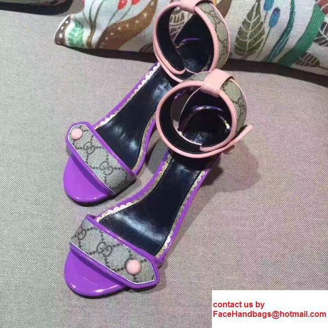 Gucci Calfskin Heel 6.5cm CG Canvas Buttons Trim Scandal Purple/Pink2017