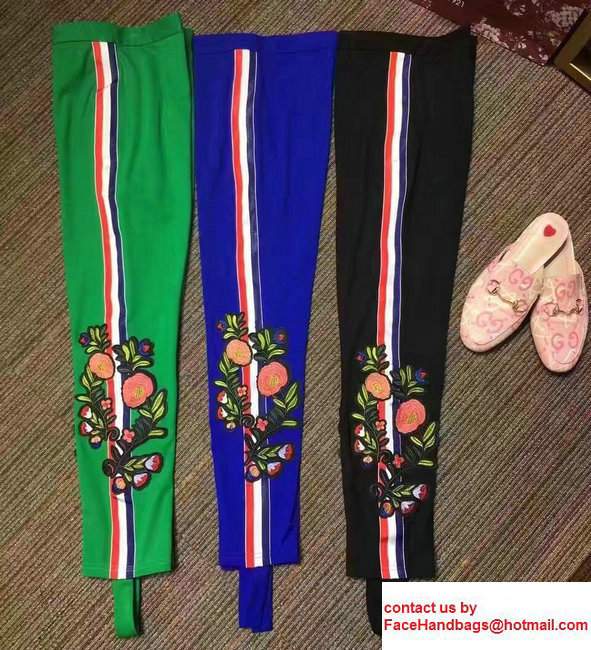 Gucci Embroidered Floral Jersey Stirrup Legging 471452 2017