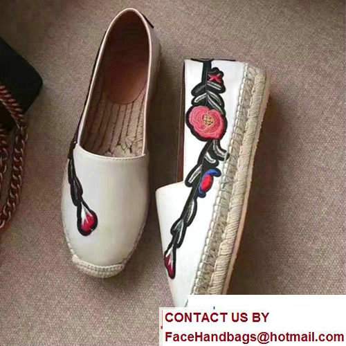 Gucci Embroidered Leather Espadrille 455369 White 2017