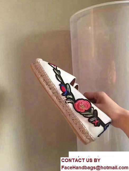 Gucci Embroidered Leather Espadrille 455369 White 2017 - Click Image to Close