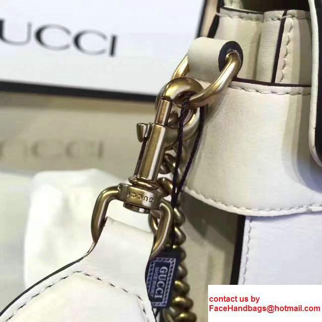 Gucci Feline Head Grosgrain Ribbon Bow Broadway Leather Chain Clutch Bag 453777/453778 White 2017 - Click Image to Close