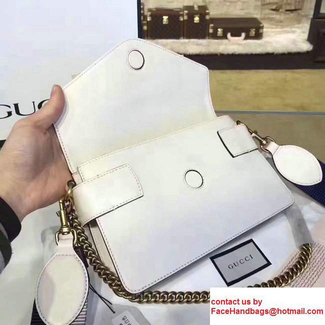 Gucci Feline Head Grosgrain Ribbon Bow Broadway Leather Chain Clutch Bag 453777/453778 White 2017 - Click Image to Close
