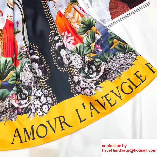 Gucci Flower and L'Aveugle Par Amour Print Silk Skirt 2017