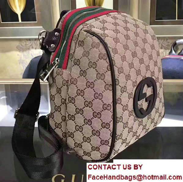 Gucci GG Fabric Medium Backpack Web Coffee - Click Image to Close