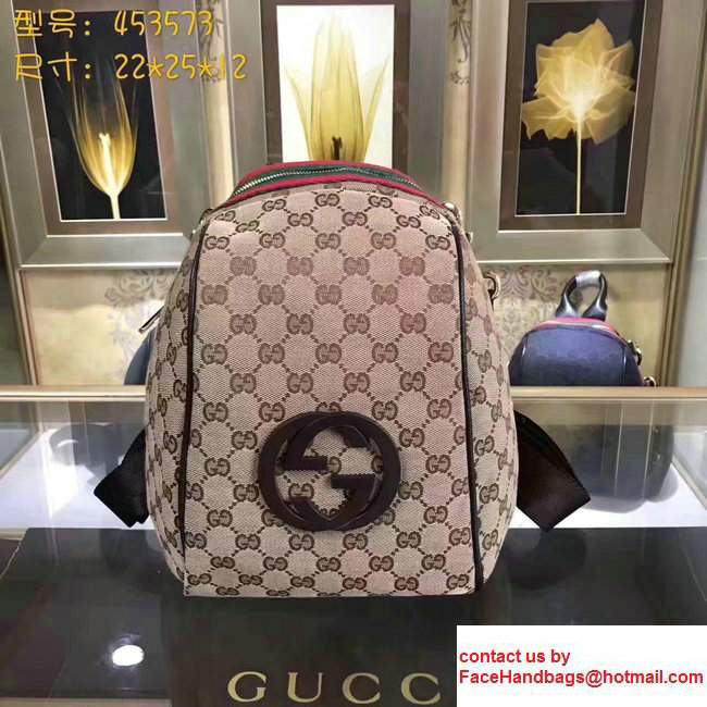 Gucci GG Fabric Medium Backpack Web Coffee