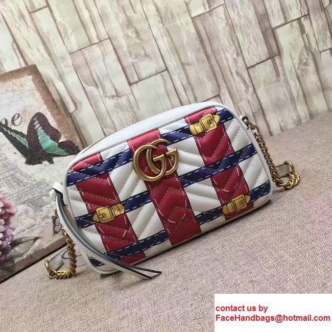 Gucci GG Marmont Matelasse Chevron Shoulder Small Bag 447632 Guccighost Red/White 2017