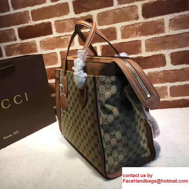 Gucci GG Supreme Tote With Top Handle 370822 Brown 2017