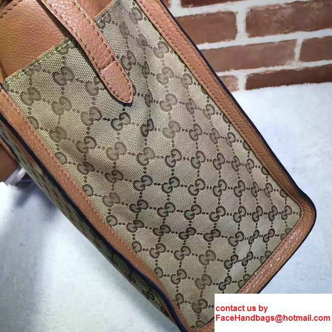 Gucci GG Supreme Tote With Top Handle 370822 Brown 2017 - Click Image to Close