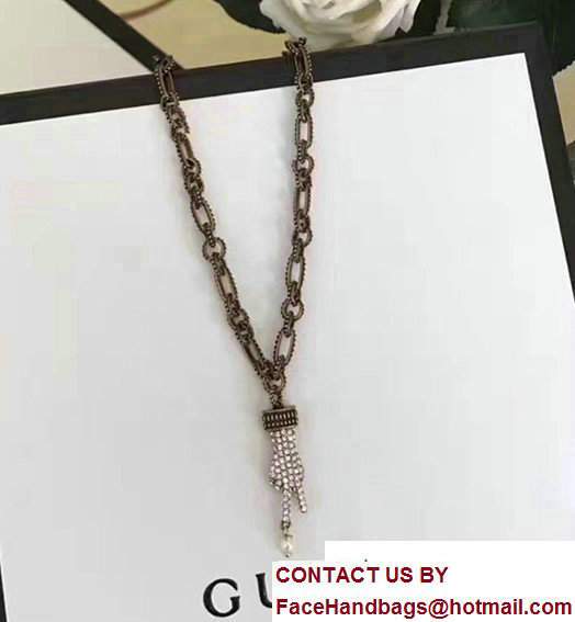 Gucci Hand Pendant Necklace With Crystals 448472 2017 - Click Image to Close