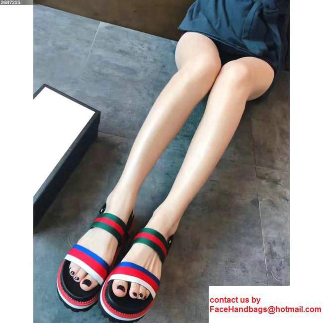 Gucci Heel 4cm Web Sandals 2017