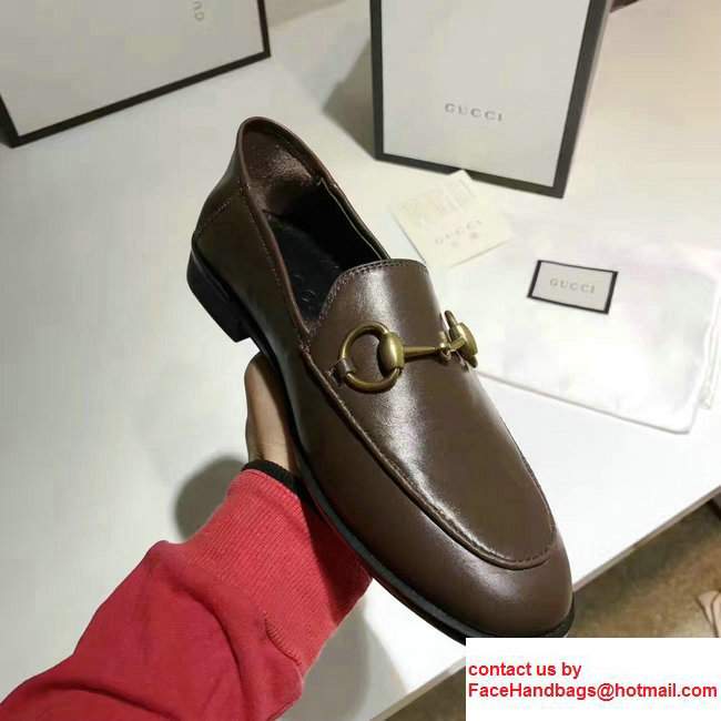 Gucci Horsebit Leather Loafers Coffee 2017