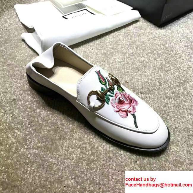 Gucci Horsebit Leather Loafers Flower White 2017 - Click Image to Close