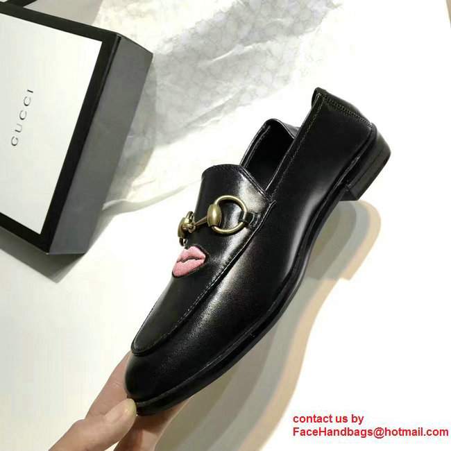 Gucci Horsebit Leather Loafers Heart and Lip Black 2017 - Click Image to Close
