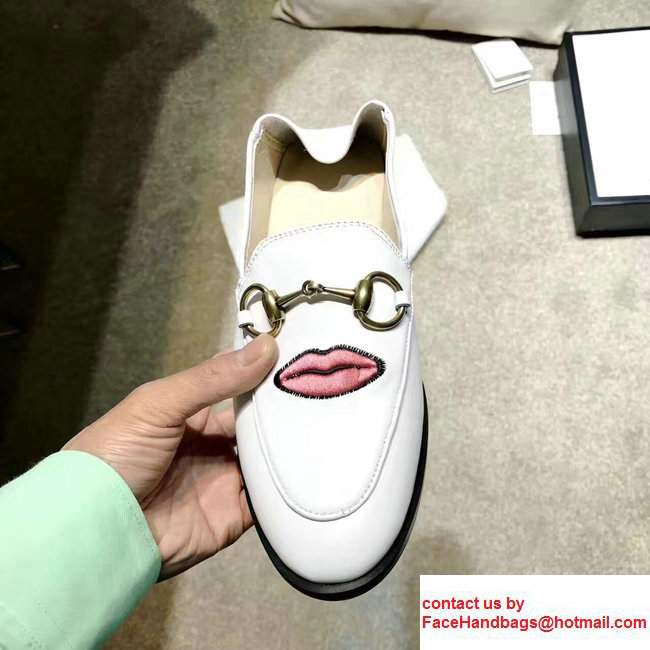 Gucci Horsebit Leather Loafers Heart and Lip White 2017 - Click Image to Close