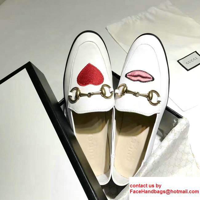 Gucci Horsebit Leather Loafers Heart and Lip White 2017 - Click Image to Close