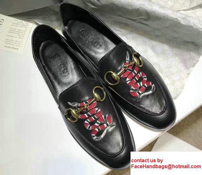 Gucci Horsebit Leather Loafers Snake Black 2017