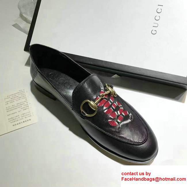 Gucci Horsebit Leather Loafers Snake Black 2017 - Click Image to Close
