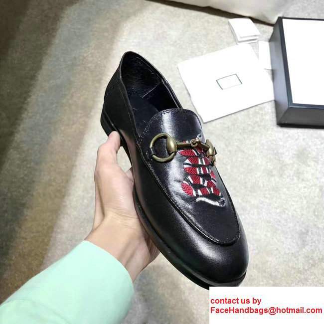 Gucci Horsebit Leather Loafers Snake Black 2017 - Click Image to Close