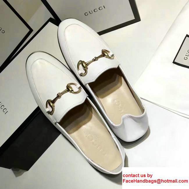 Gucci Horsebit Leather Loafers White 2017