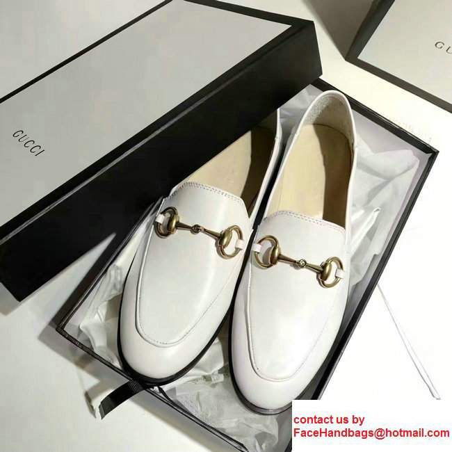 Gucci Horsebit Leather Loafers White 2017