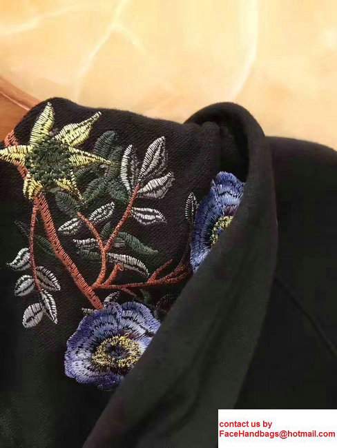 Gucci Logo Print Embroidered Flower Hooded Sweatshirt 457925 Black 2017
