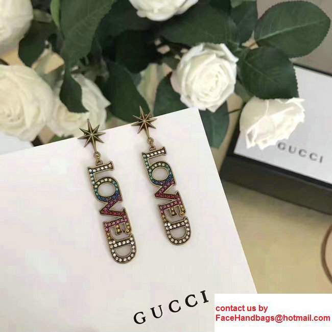 Gucci Loved Pendant Earrings With Crystals 469604 2017