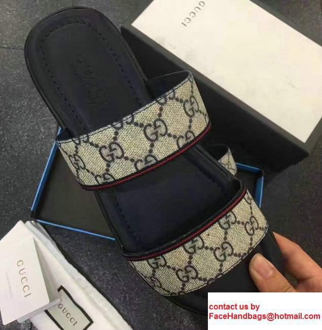Gucci Men's Slide Sandals GG Supreme Beige 2017