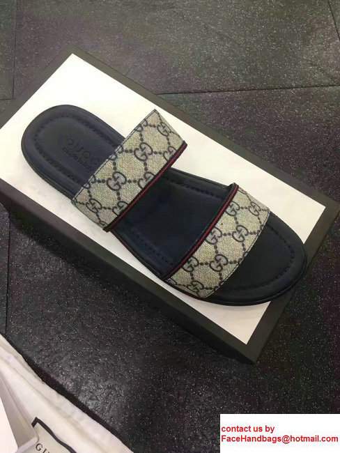Gucci Men's Slide Sandals GG Supreme Beige 2017
