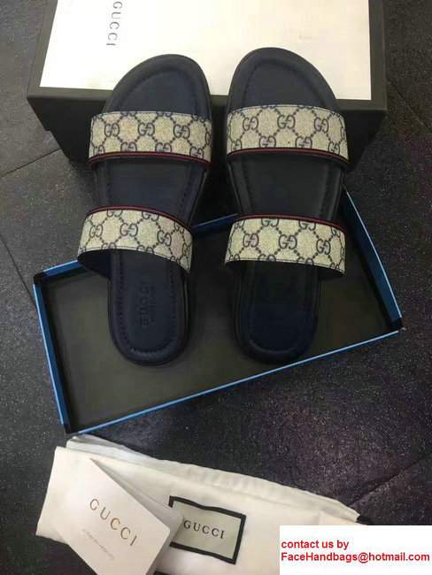 Gucci Men's Slide Sandals GG Supreme Beige 2017 - Click Image to Close