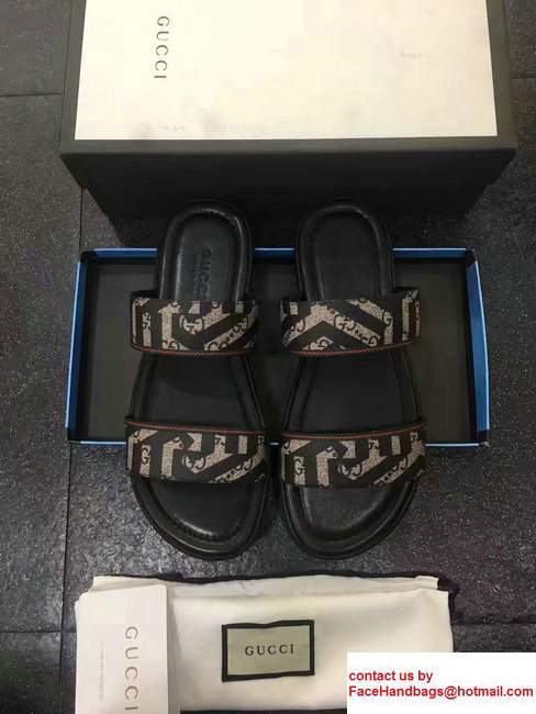 Gucci Men's Slide Sandals GG Supreme Caleido 2017