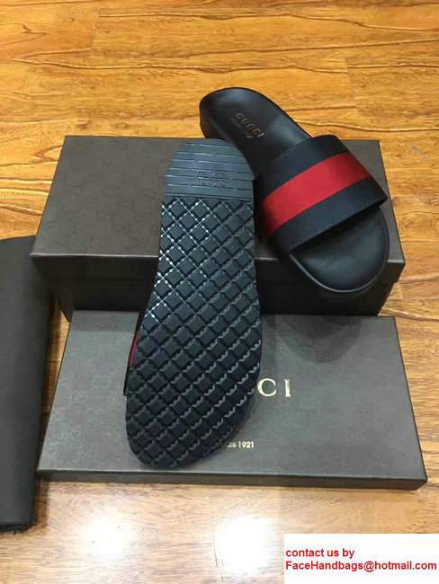 Gucci Men's Slide Sandals Web Blue/Red/Blue 2017 - Click Image to Close