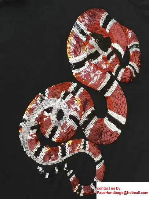 Gucci Sequins Embroidered Snake T-Shirt 2017