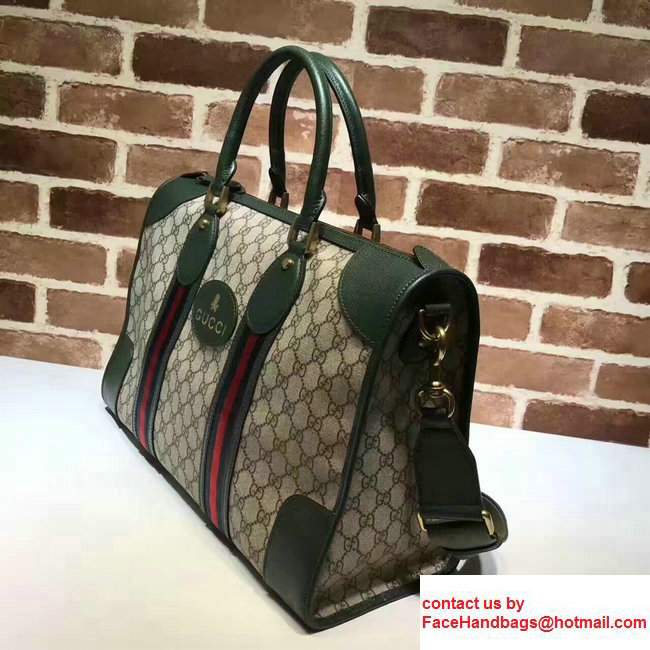 Gucci Soft GG Supreme Canvas Duffle bag with Web 459311Dark Green