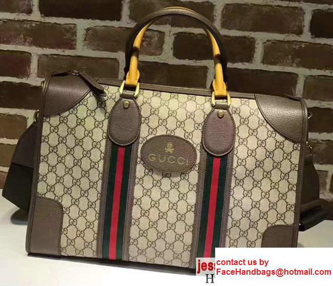 Gucci Soft GG Supreme Canvas duffle bag with Web 459311 Coffee