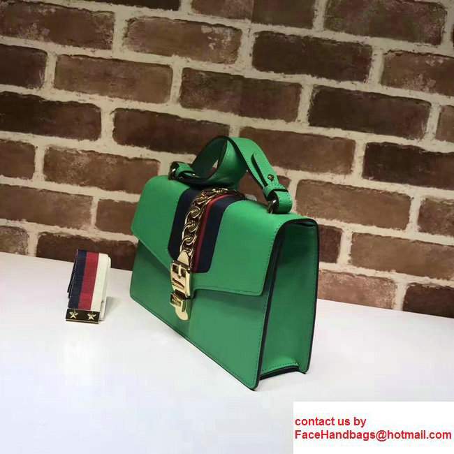 Gucci Sylvie Chain Leather Shoulder Bag 421882 Green 2017 - Click Image to Close