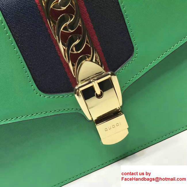 Gucci Sylvie Chain Leather Shoulder Bag 421882 Green 2017
