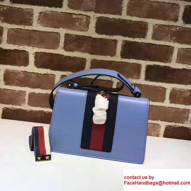 Gucci Sylvie Chain Leather Shoulder Bag 421882 Light Blue 2017