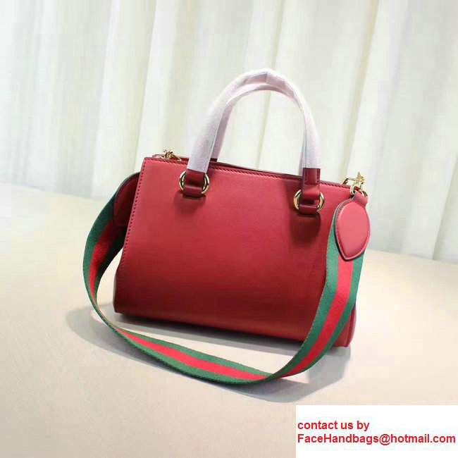 Gucci Sylvie Leather Buckle Design Web Chain Top HandleBag 460381 Red 2017 - Click Image to Close