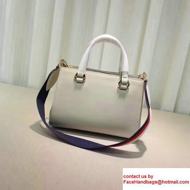 Gucci Sylvie Leather Buckle Design Web Chain Top HandleBag 460381 White 2017 - Click Image to Close