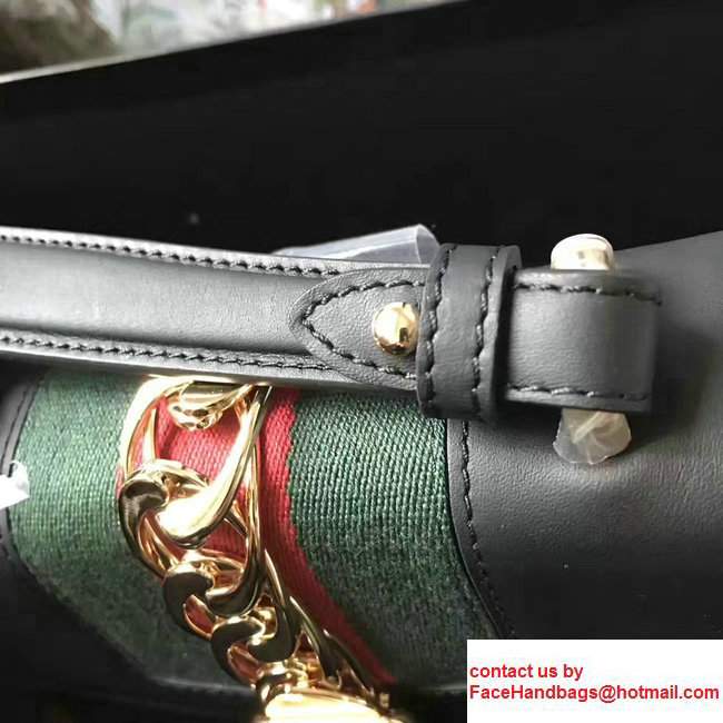 Gucci Sylvie Leather Top Handle Shoulder Mini Bag 470270 Black 2017