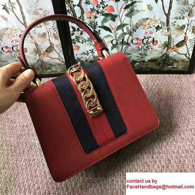 Gucci Sylvie Leather Top Handle Shoulder Mini Bag 470270 Red 2017 - Click Image to Close