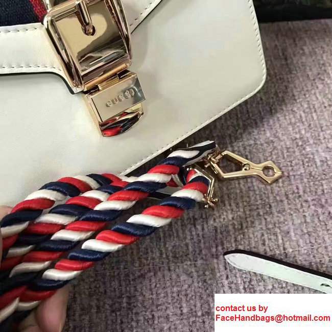 Gucci Sylvie Leather Top Handle Shoulder Mini Bag 470270 White 2017 - Click Image to Close