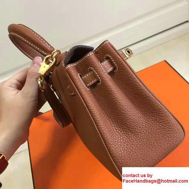 Hermes Togo Leather Kelly 20cm Mini Bag Brown