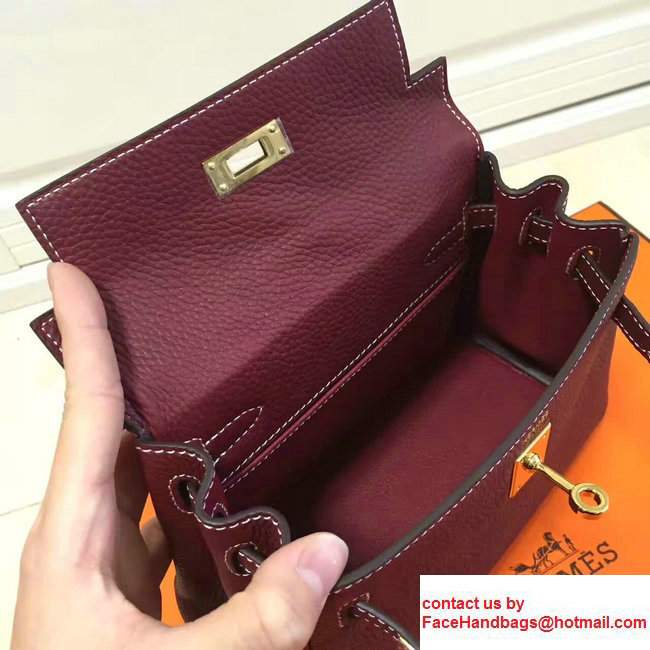 Hermes Togo Leather Kelly 20cm Mini Bag Date Red