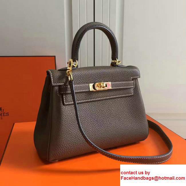 Hermes Togo Leather Kelly 20cm Mini Bag Etoupe