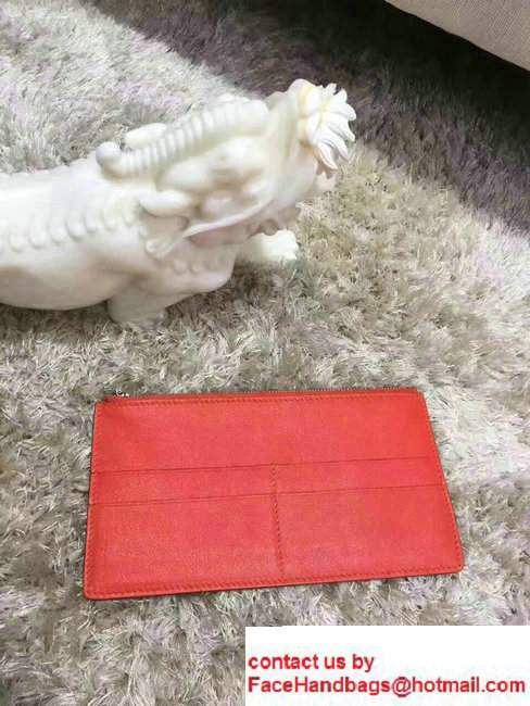 Hermes Box Suede Patchwork Long Wallet Clutch Bag Red 2017