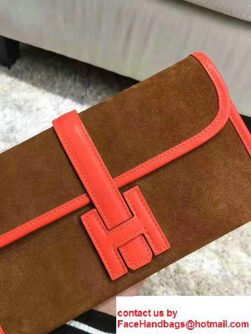 Hermes Box Suede Patchwork Long Wallet Clutch Bag Red 2017